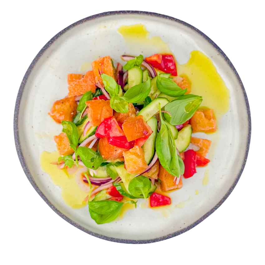 Panzanella Salad with Cucumber and Toasted Bread