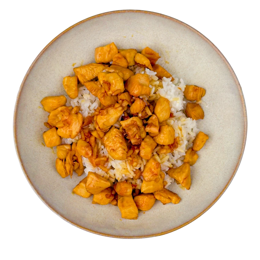 Chicken Pieces in Honey and Garlic with Rice