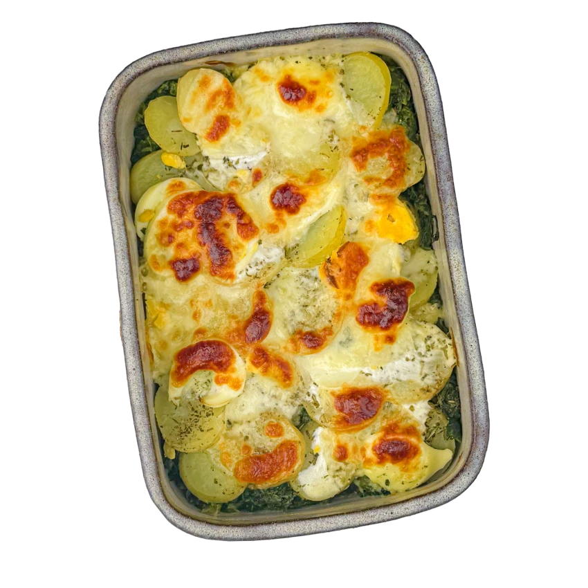 Baked Spinach with Potatoes and Mozzarella