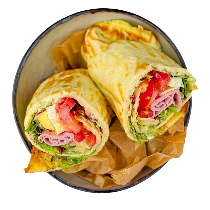 Cottage Cheese Wrap with Ham and Tomatoes
