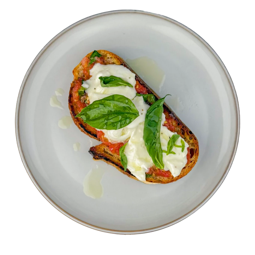 Toasted Bread with Tomatoes and Burrata