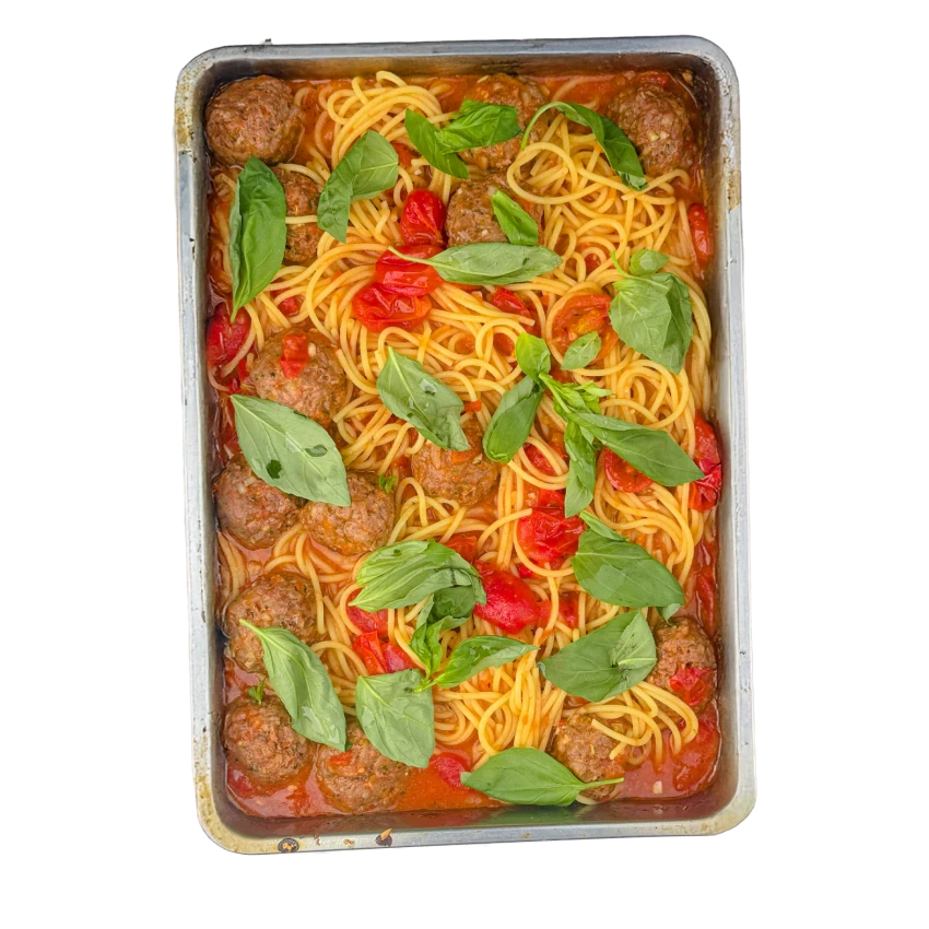 Spaghetti with Oven-Baked Meatballs
