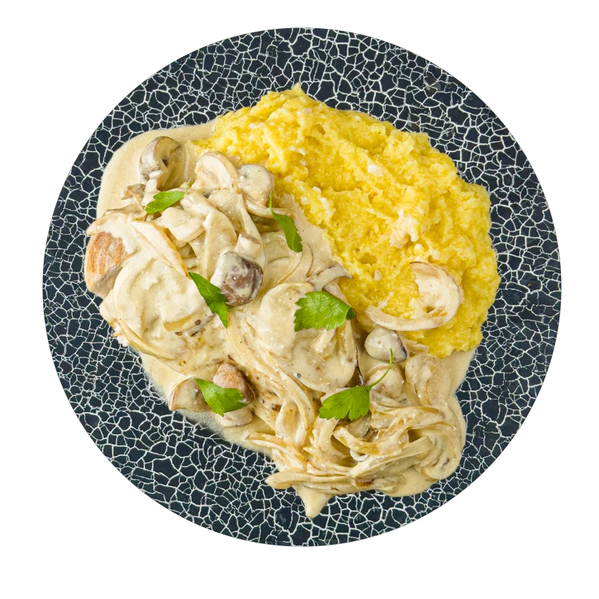 Chicken Breast in a Creamy Sauce with Polenta