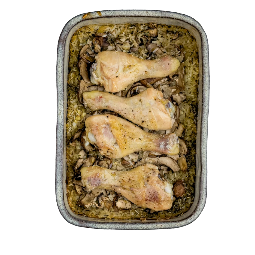 Baked Rice with Mushrooms and Chicken