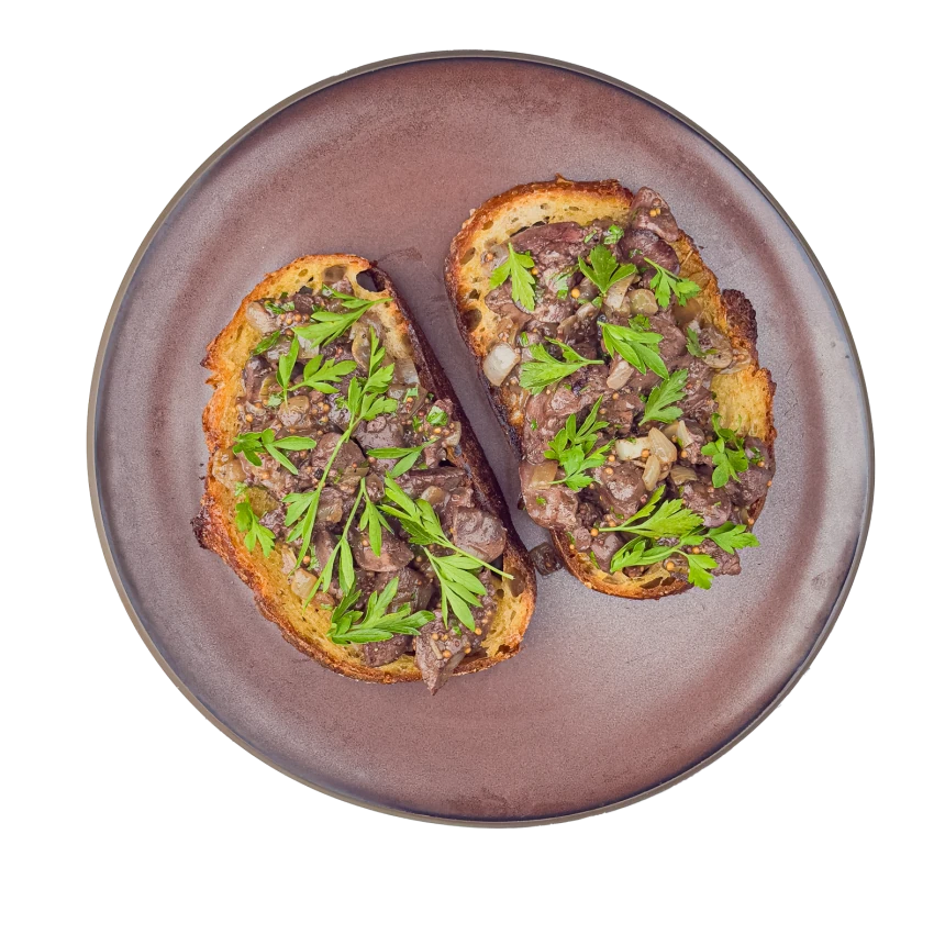 Poultry Livers on Sweetly Caramelized Onions with Toast