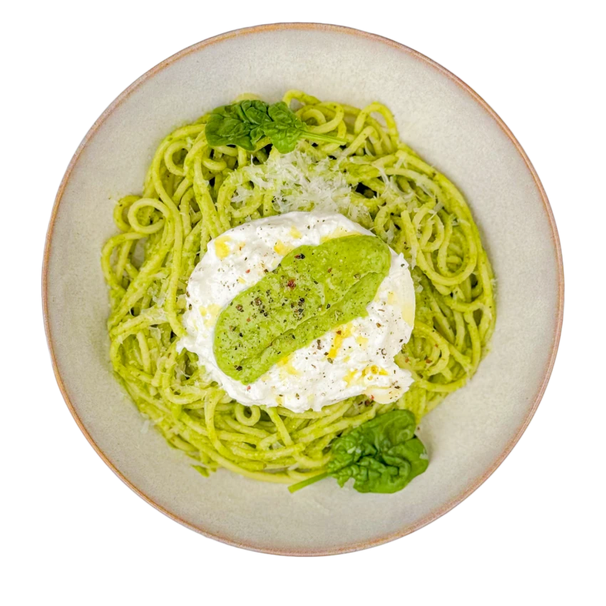 Creamy Avocado Spaghetti with Burrata