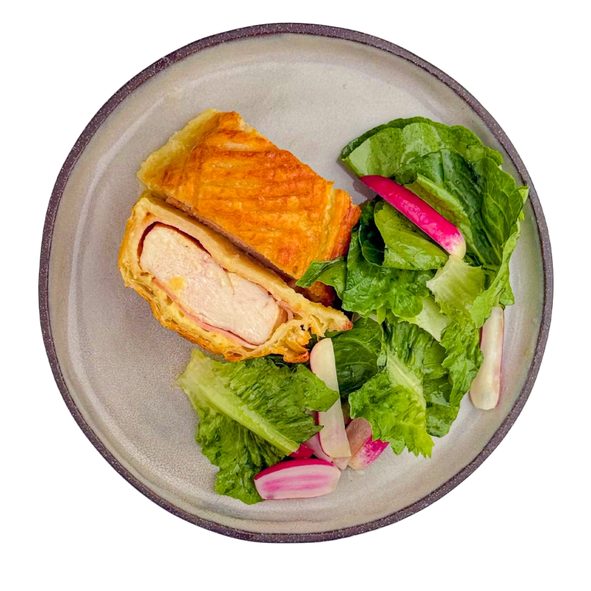 Chicken in a Puff Pastry with Salad