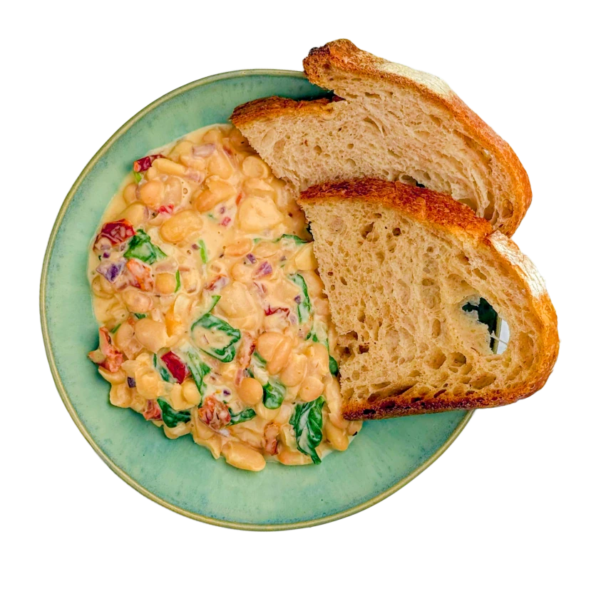 Creamy Beans with Sun-Dried Tomatoes and Spinach