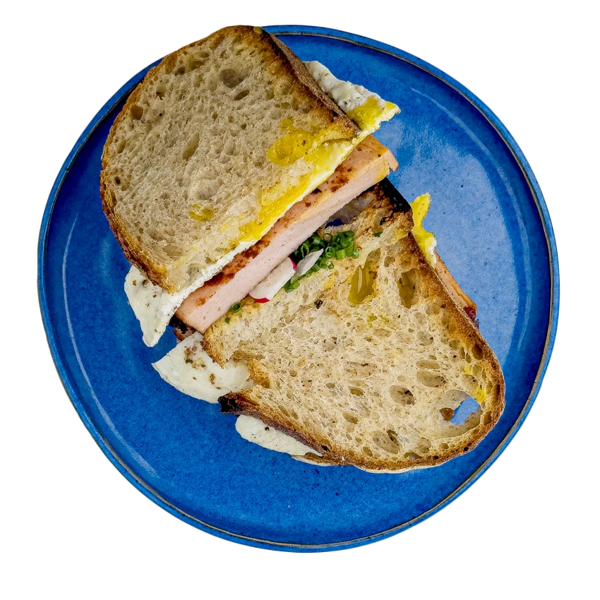 Meatloaf in Bread with Fried Egg