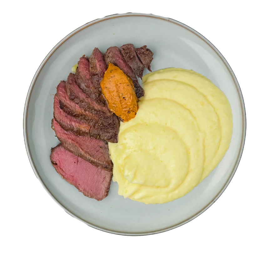 Beef Steak with Mashed Potatoes and Cowboy Butter