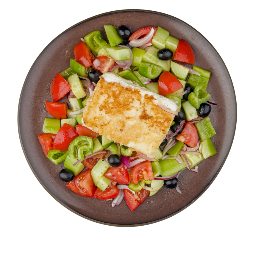 Feta Saganaki With Greek Salad