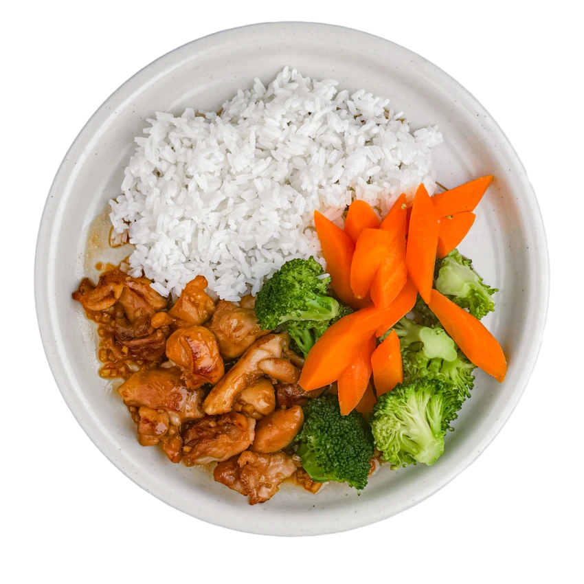 Chicken Teriyaki with Boiled Vegetables and Rice