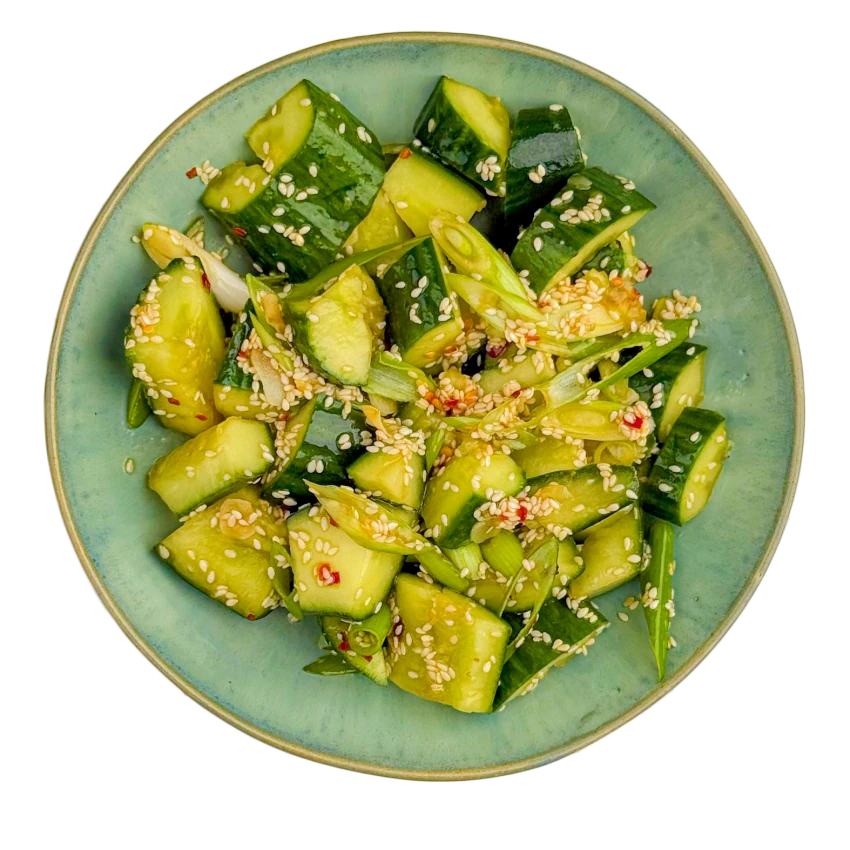 Smashed cucumber salad with chili