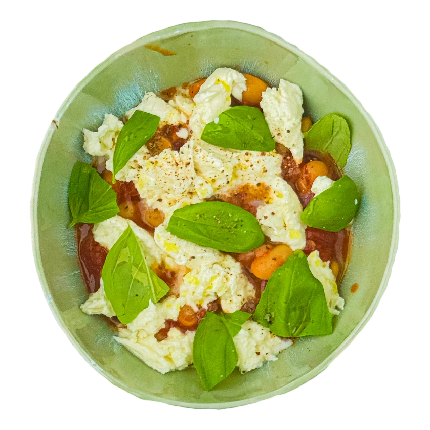 Mediterranean Bean, Tomato, and Mozzarella Ragout