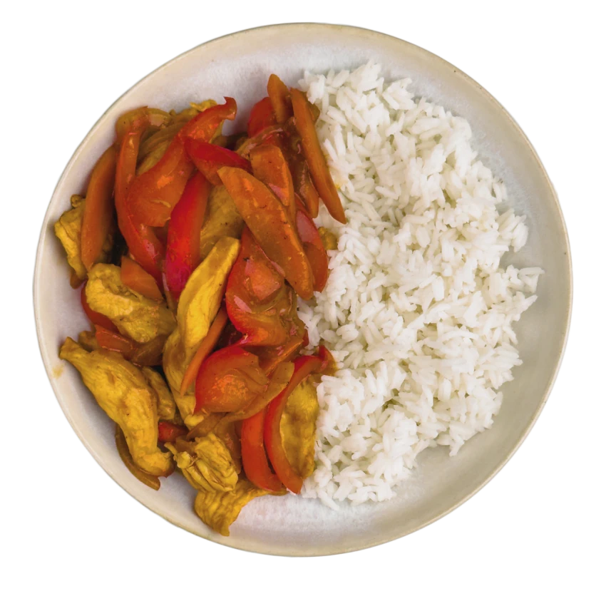 Sweet-and-Sour Chicken with Rice and Vegetables