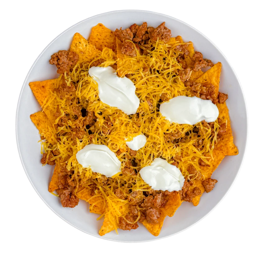 Nachos with Ground Meat and Cheddar
