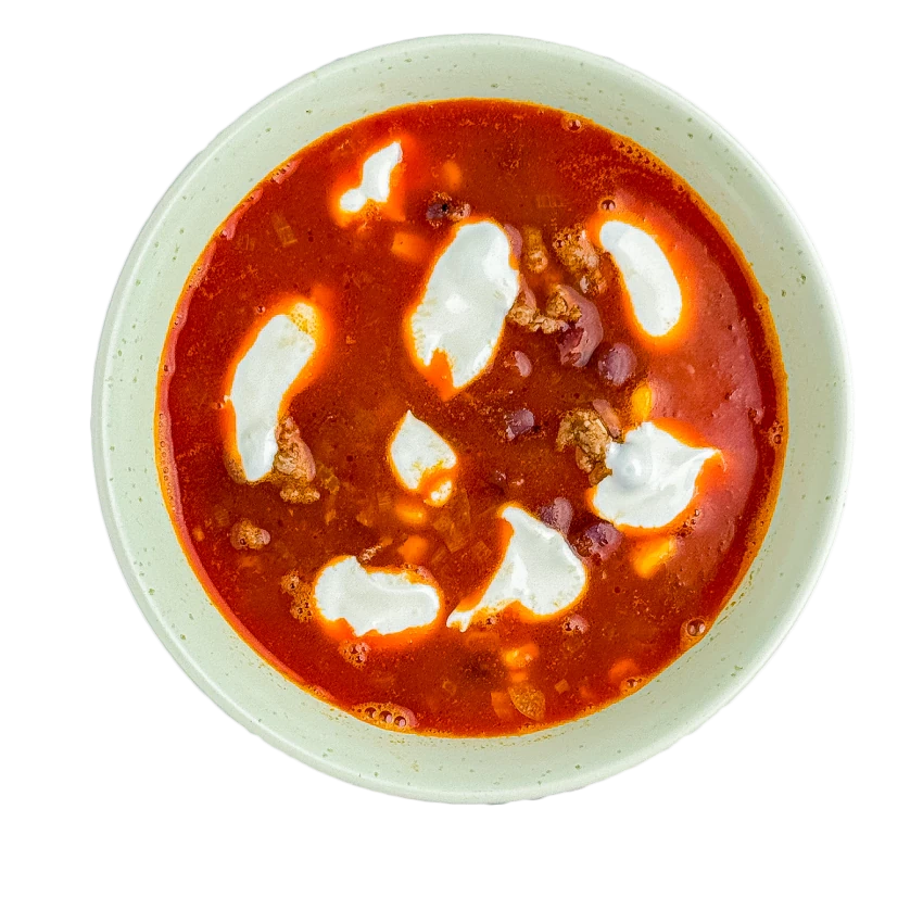 Beef 'Taco' Soup with Sour Cream