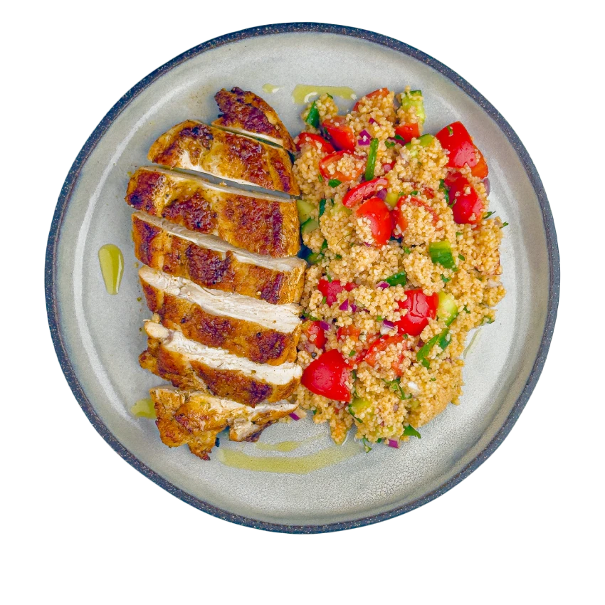 Mediterranean Couscous with Grilled Chicken Breast