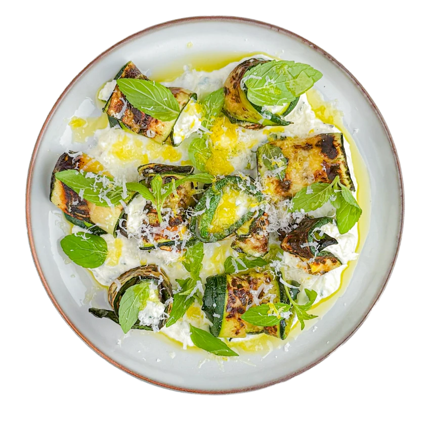 Grilled Zucchini Rolls with Ricotta and Mint