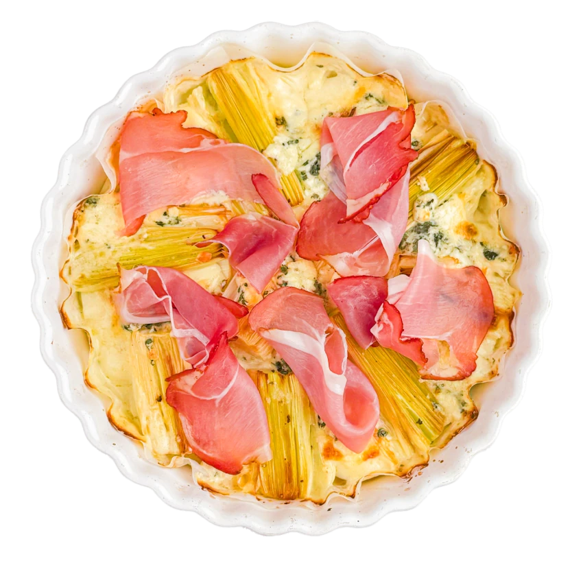 Baked Leek with Ham and Potatoes