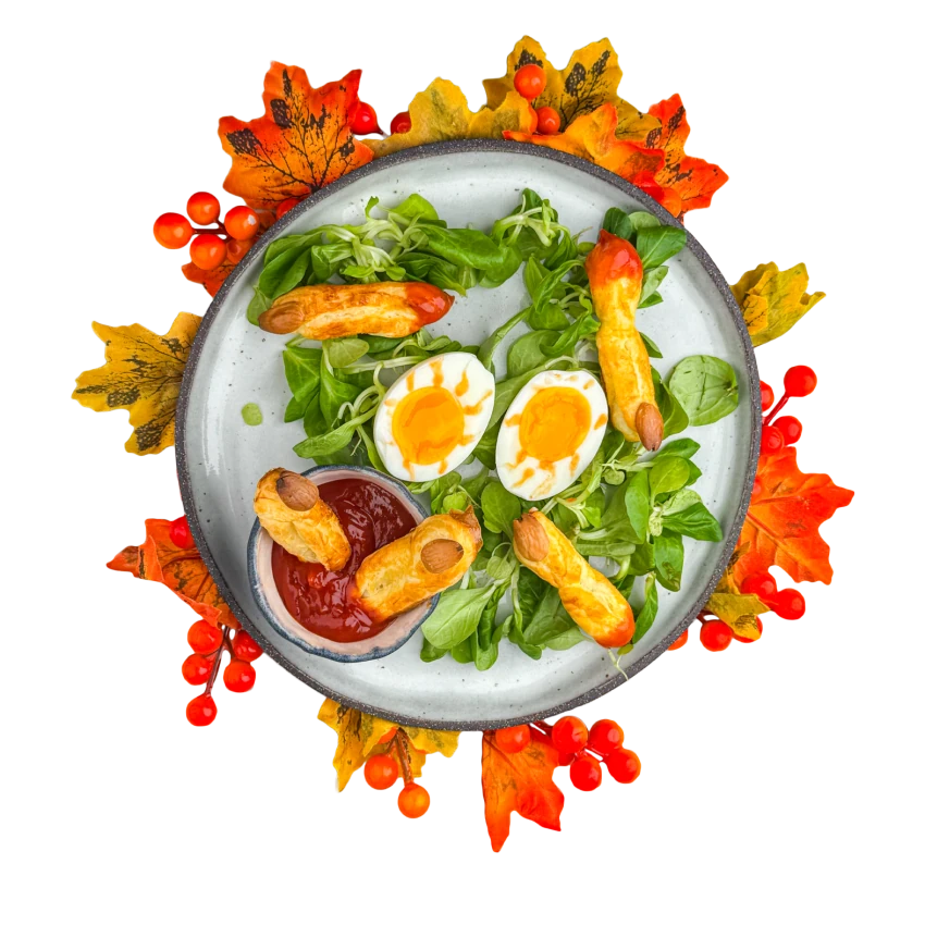 Soft-Boiled Egg with Halloween Fingers