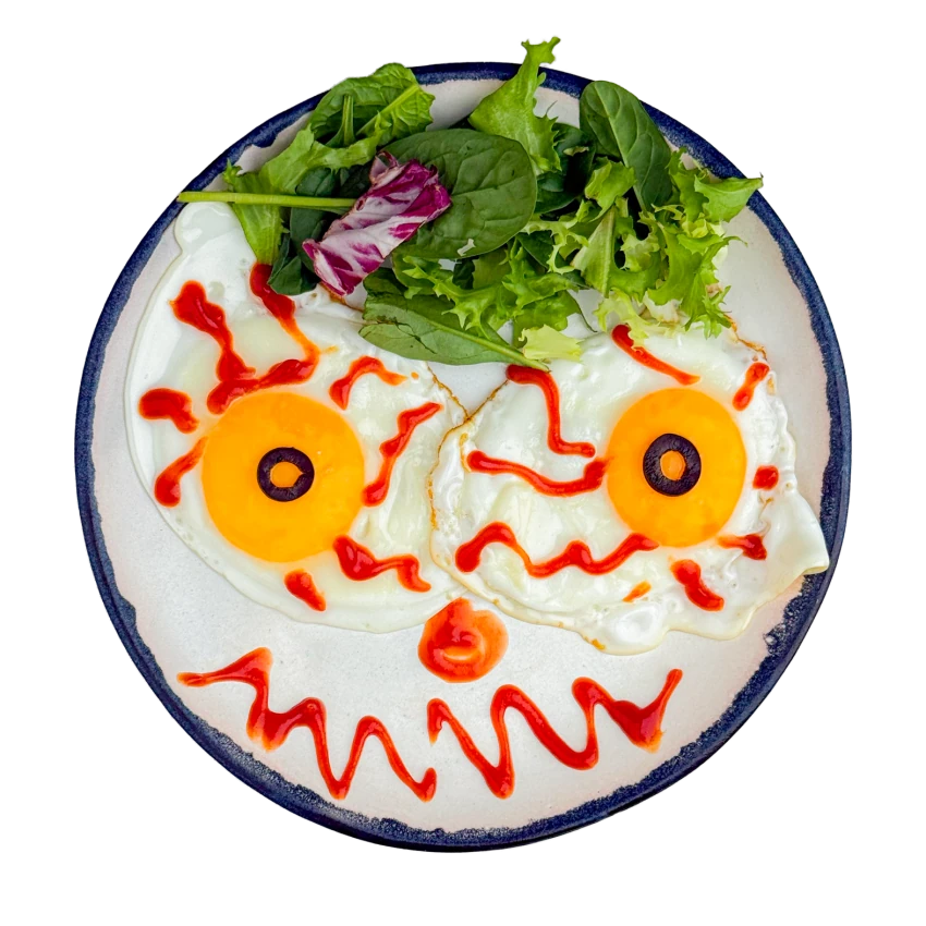 Halloween Fried Eggs with Salad