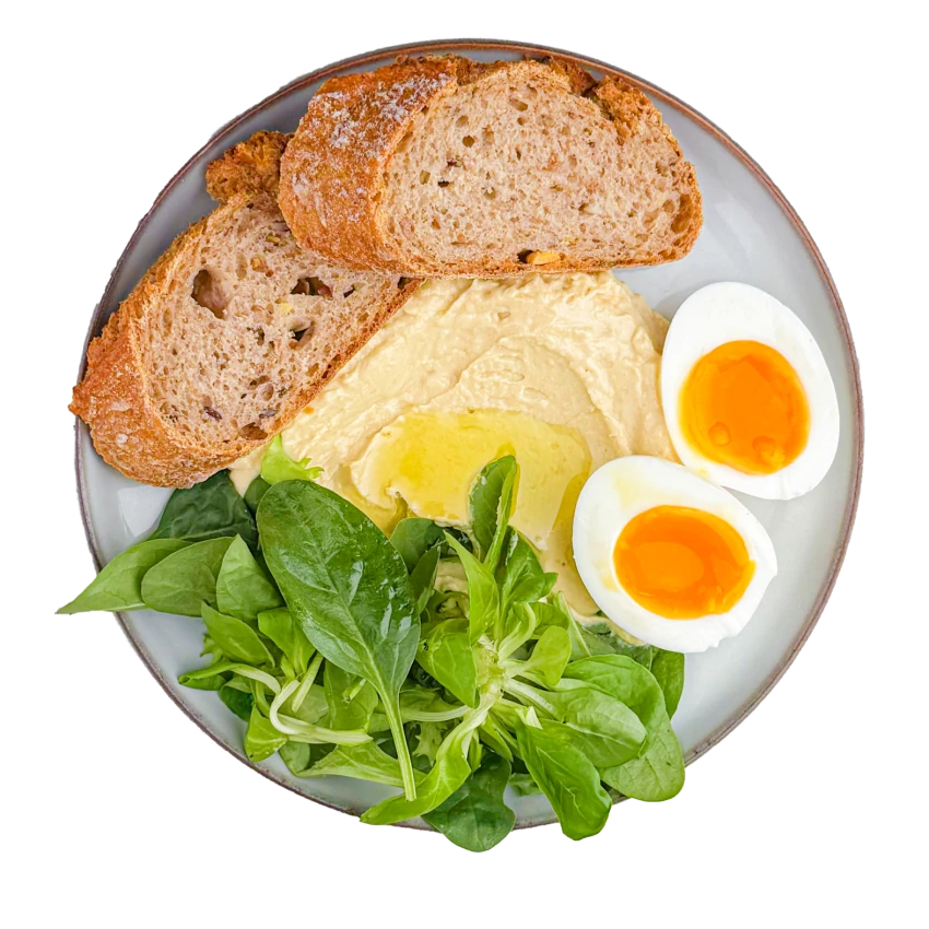 Soft-Boiled Eggs With Hummus