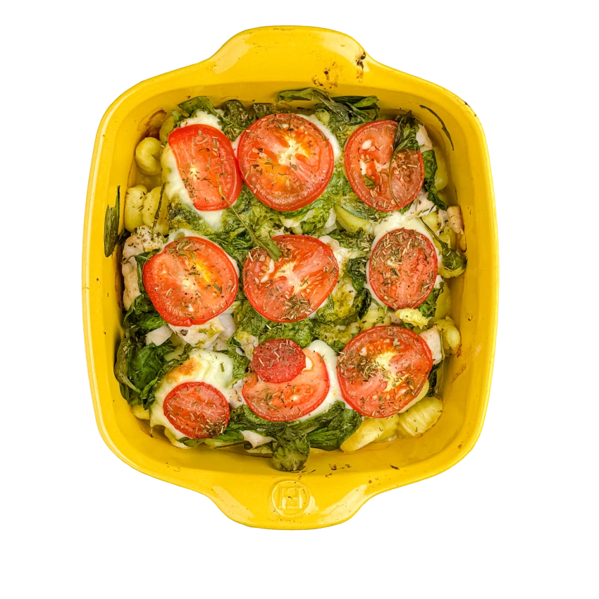 Überbackene Pesto-Gnocchi mit Hähnchen