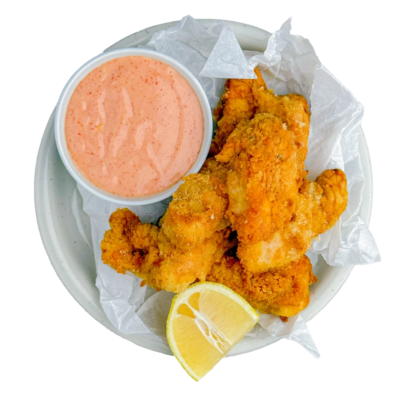 Gebackene Hähnchenstrips mit Salsa-Rosa-Sauce
