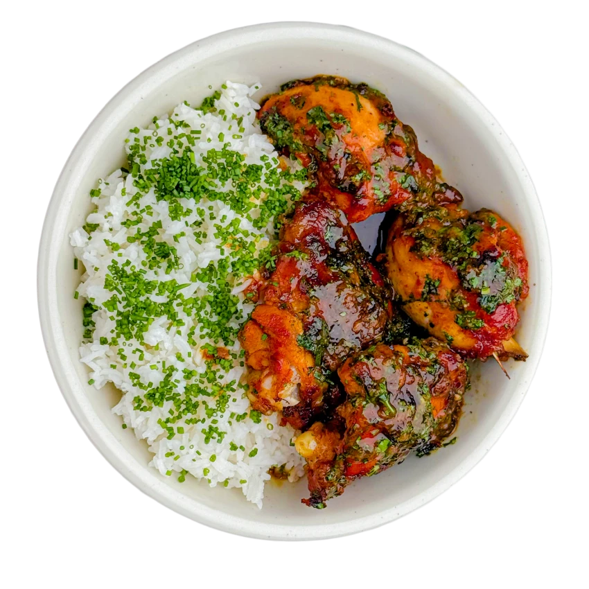 Roasted Chicken Thighs in Oriental Spices with Rice