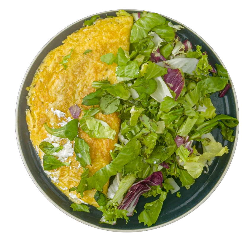 Omelette With Fresh Cheese And Salad