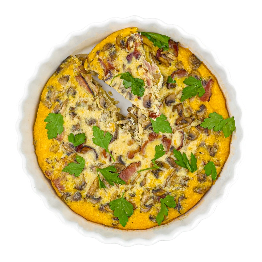 Cheddar Frittata with Mushrooms and Bacon