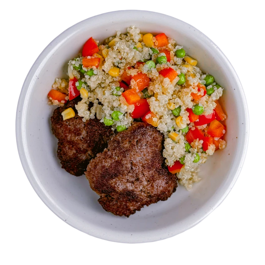 Beef Patty with Quinoa Salad