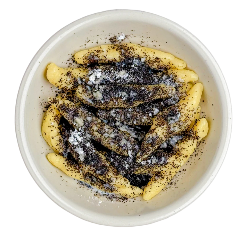 Potato dumplings with poppy seeds