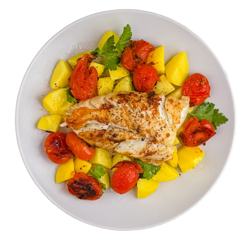 Mediterranean cod with boiled potatoes