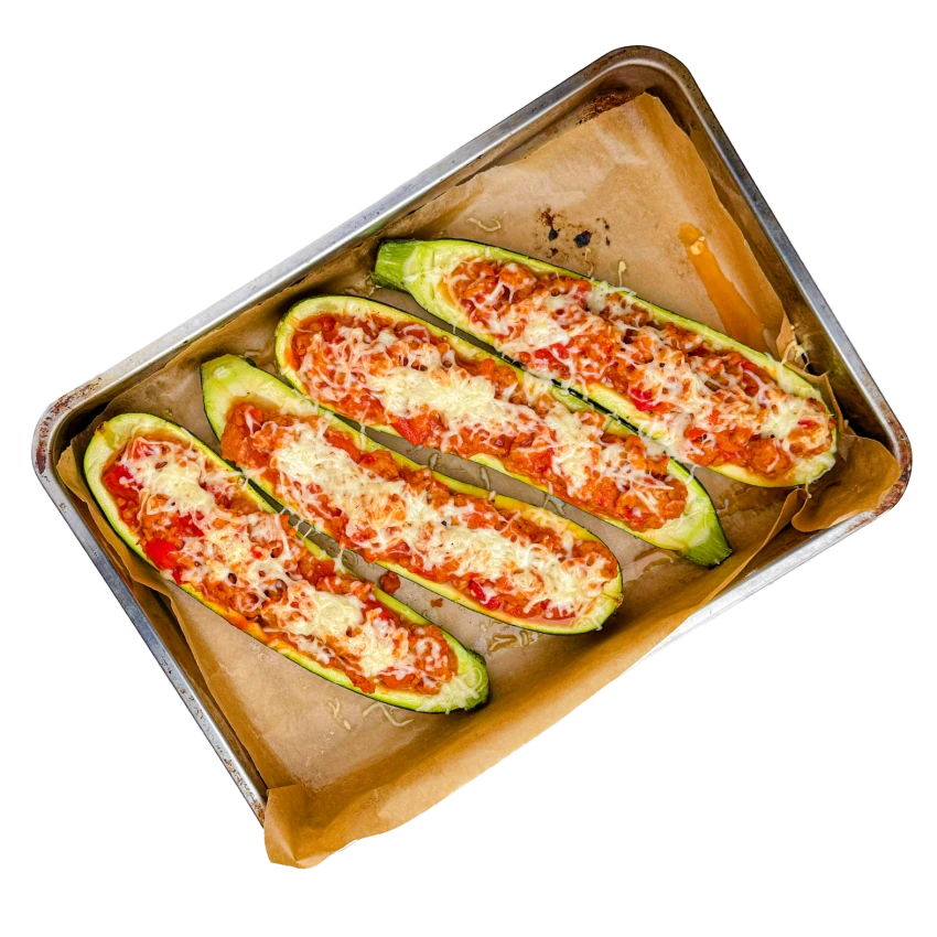 Zucchini Stuffed with Ground Poultry
