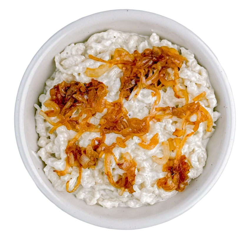 Käsespätzle mit knusprigen Zwiebeln