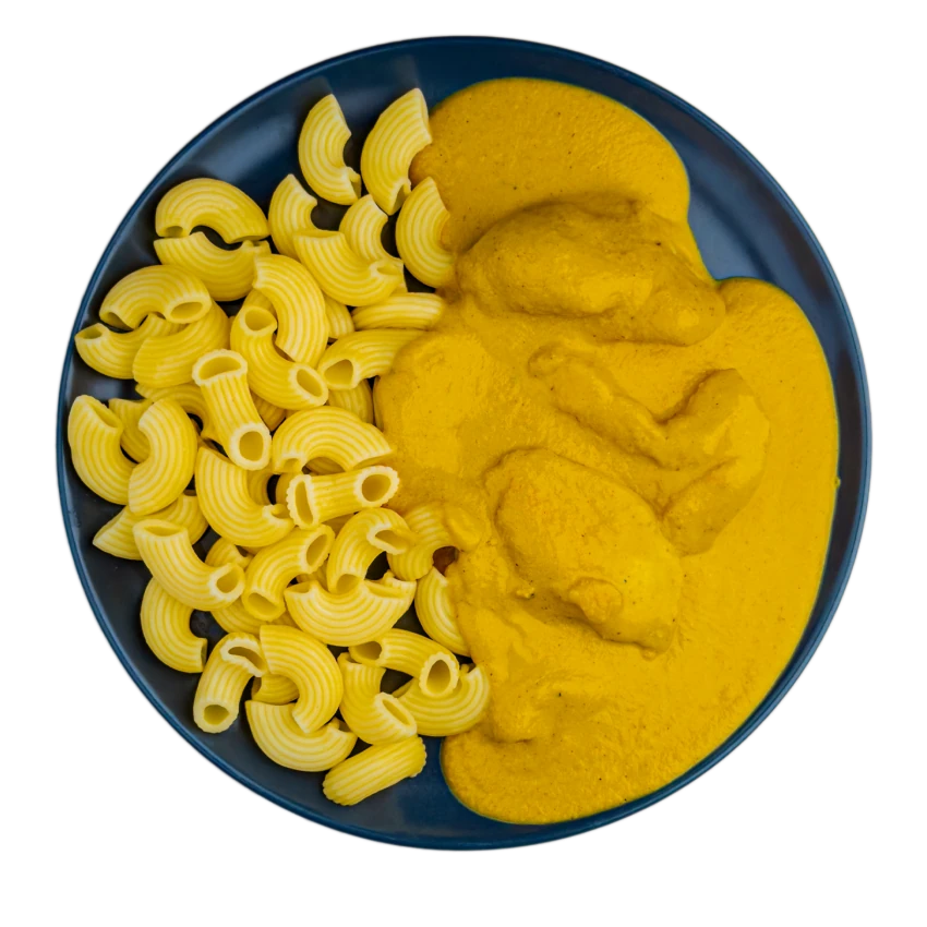 Protein svíčková with chicken and elbow pasta