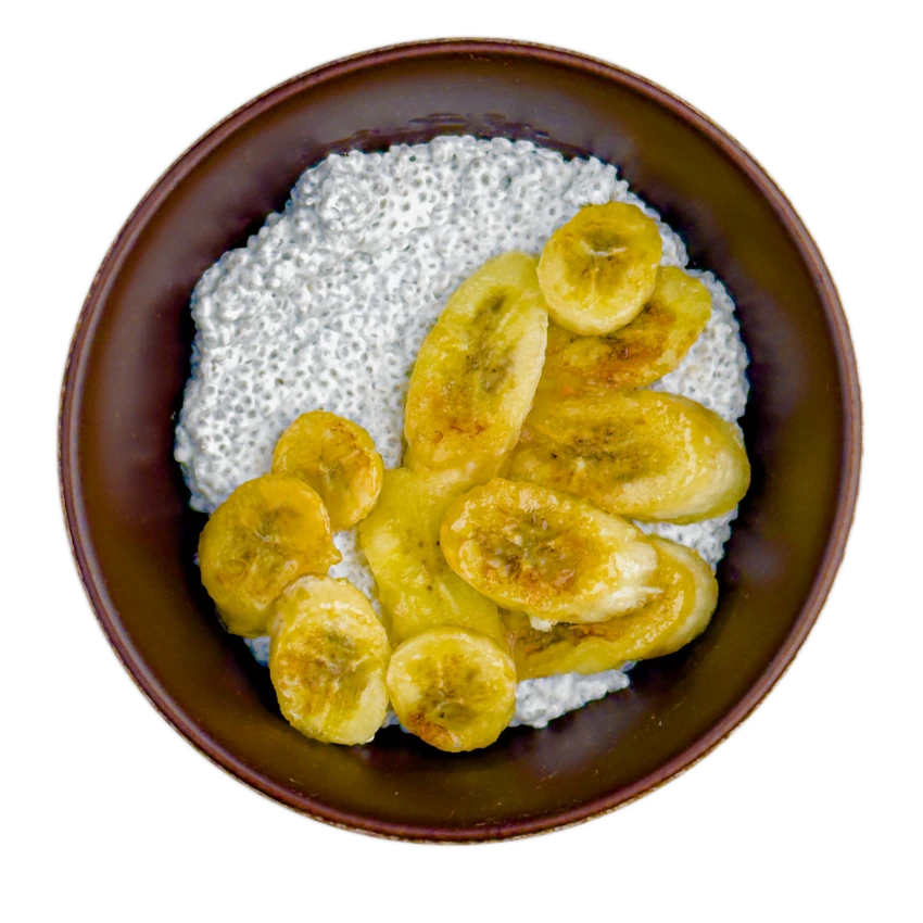 Yogurt chia pudding with caramelized banana