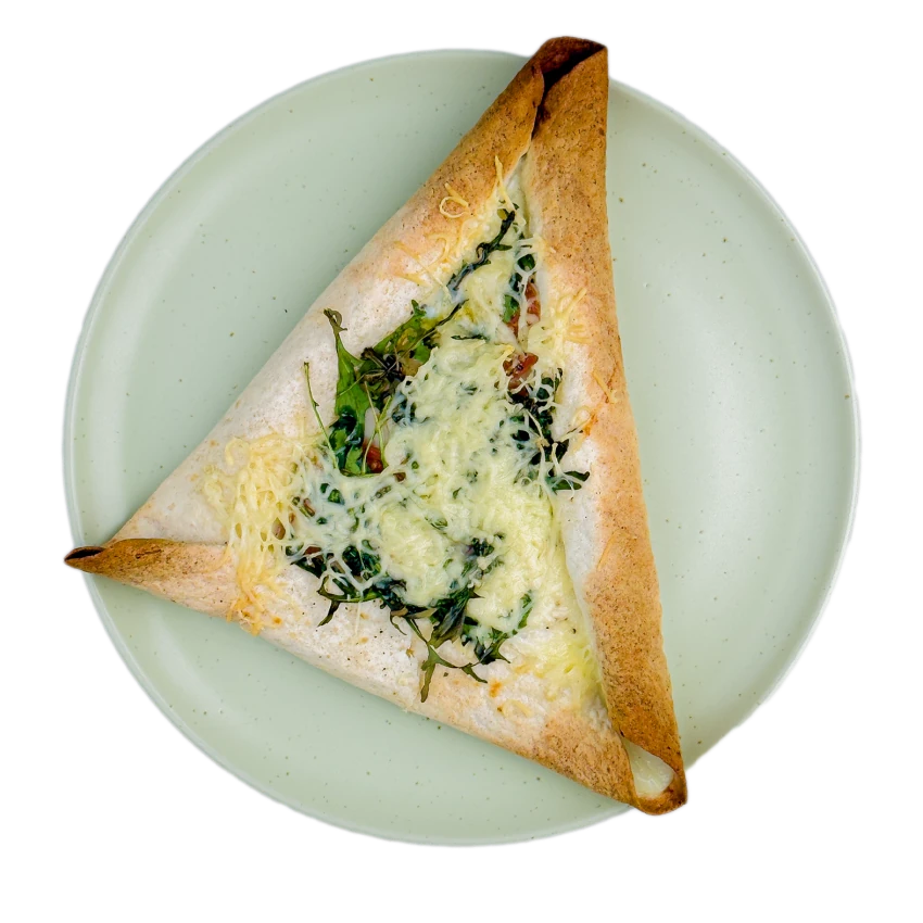 Tortilla pizza with egg and cheese