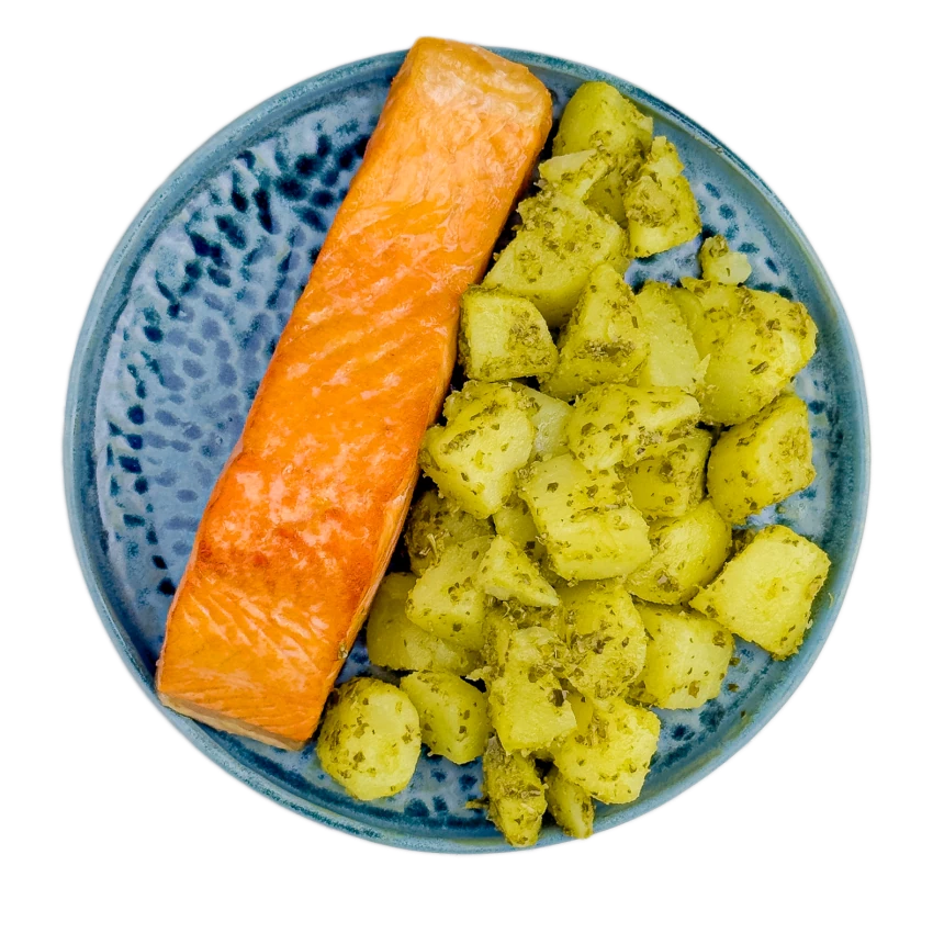 Salmon with basil potatoes