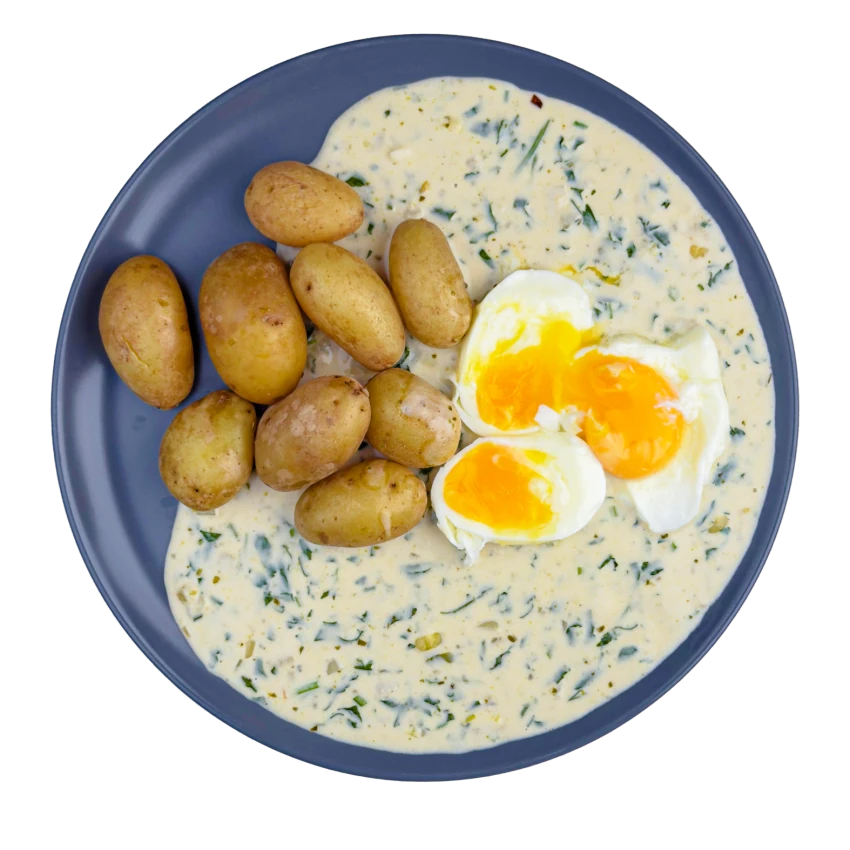 Spring green sauce with egg and potatoes
