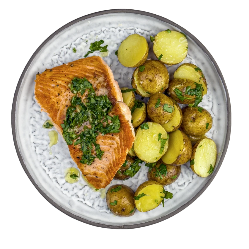 Salmon with Potatoes and Parsley Pesto
