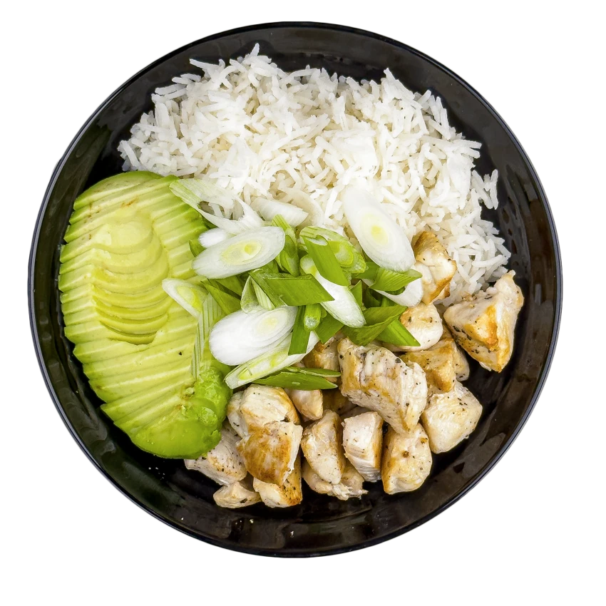 Chicken poke with avocado