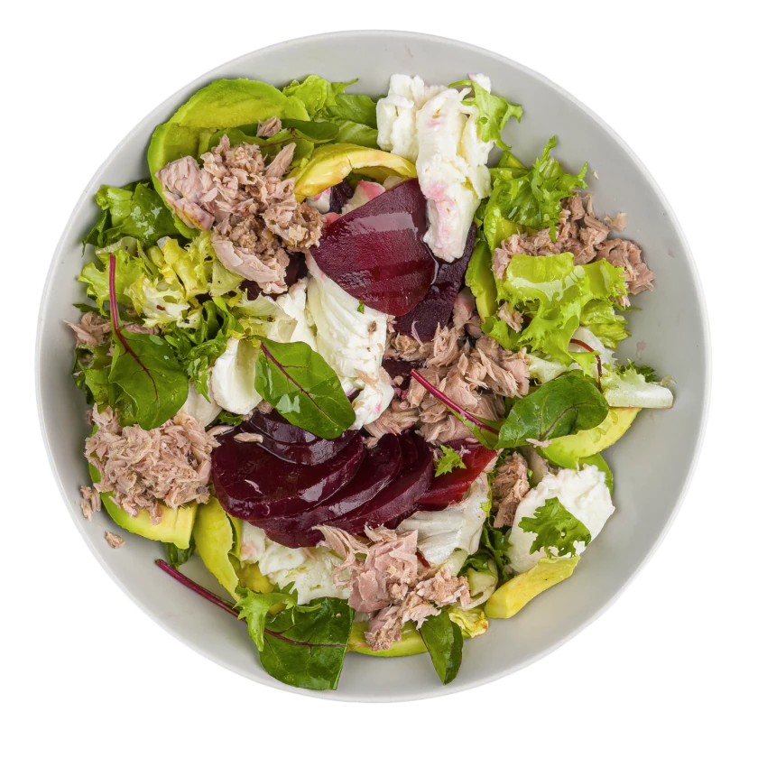 Salat mit Thunfisch, Avocado und Mozzarella