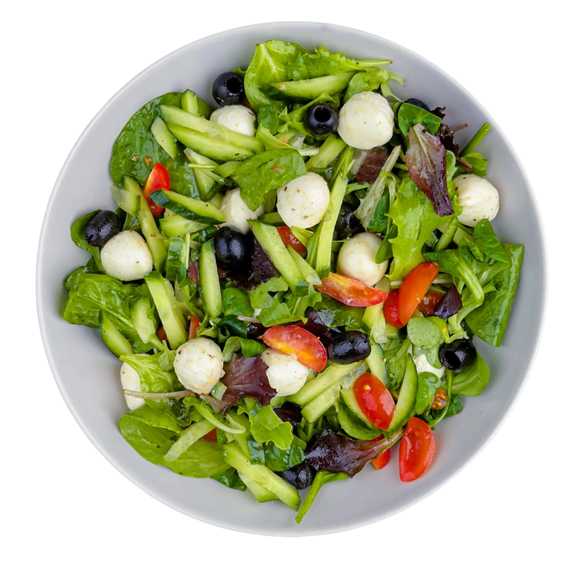 Salad with Olives, Mozzarella, and Tomatoes