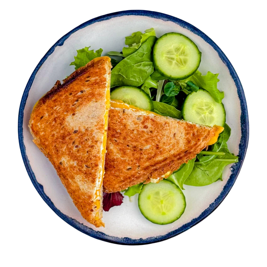 Toast with cheddar and salad