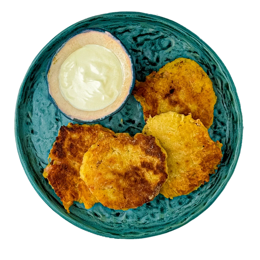 Savoury Potato Pancakes with Ham and Cheese