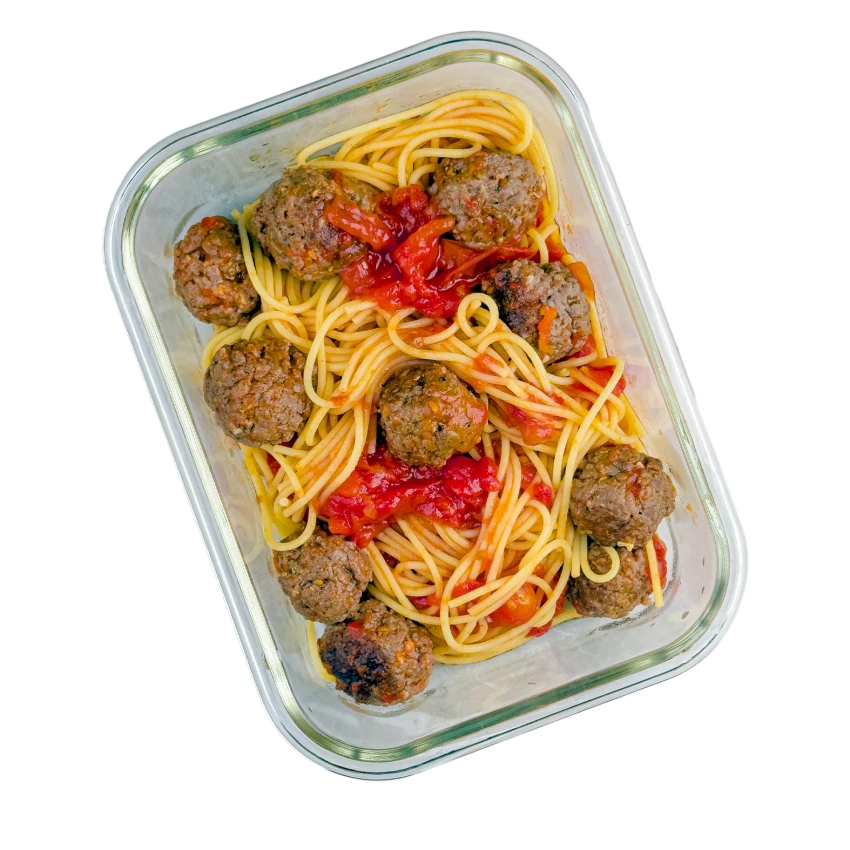 Box with Spaghetti and Meatballs