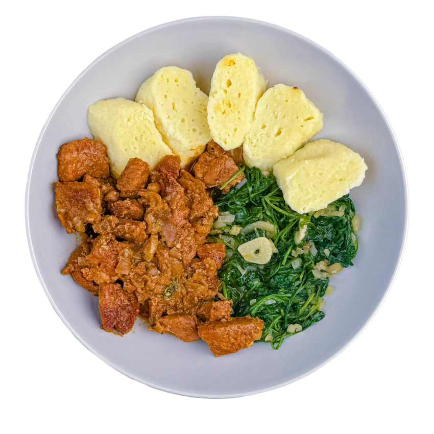 Roast Pork with Spinach and Potato Dumpling